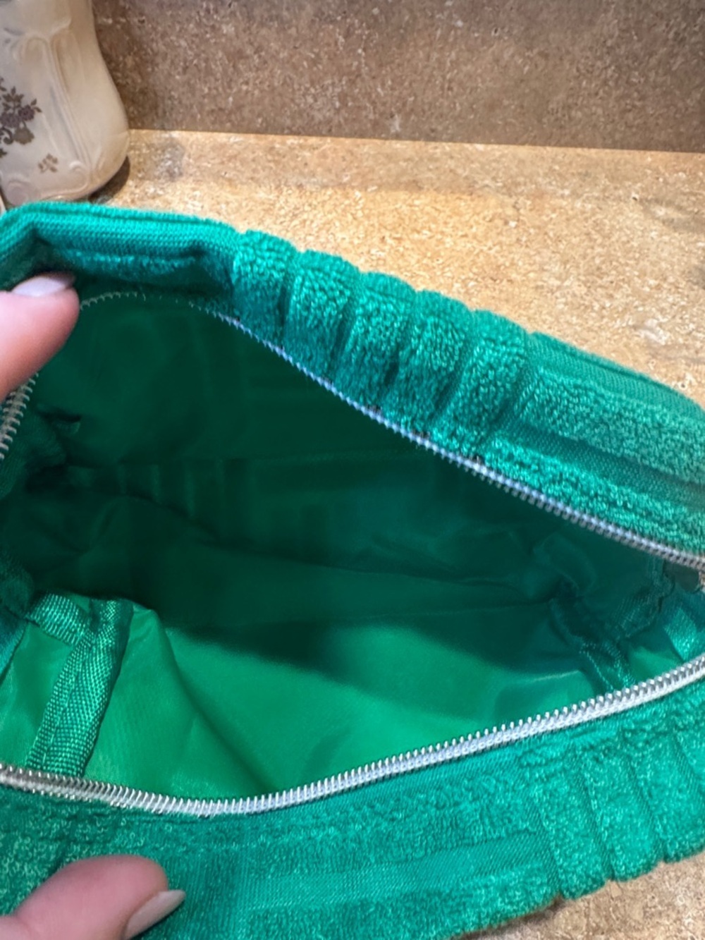 Ulta Beauty Emerald Green Geometric Texture Cosmetic Pouch - Picture 5 of 6